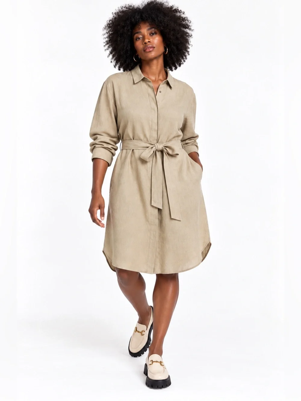 JAMES PERSE Linen Blend Belted Shirtdress Overcast Size XL (James Perse Size 4)